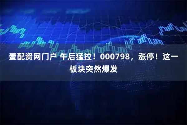 壹配资网门户 午后猛拉！000798，涨停！这一板块突然爆发