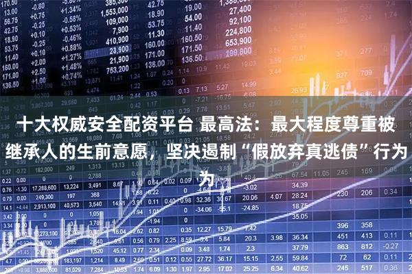 十大权威安全配资平台 最高法：最大程度尊重被继承人的生前意愿，坚决遏制“假放弃真逃债”行为